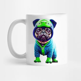 Cute Pug Dinosaur Costume - Adorable Pug in Dino Outfit Mug